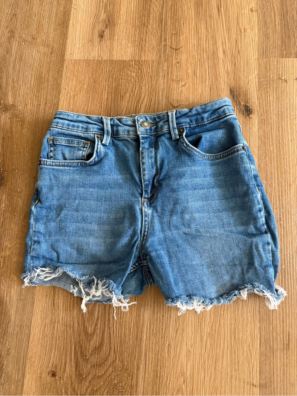 Women's Light Blue Distressed Denim Jean Shorts
